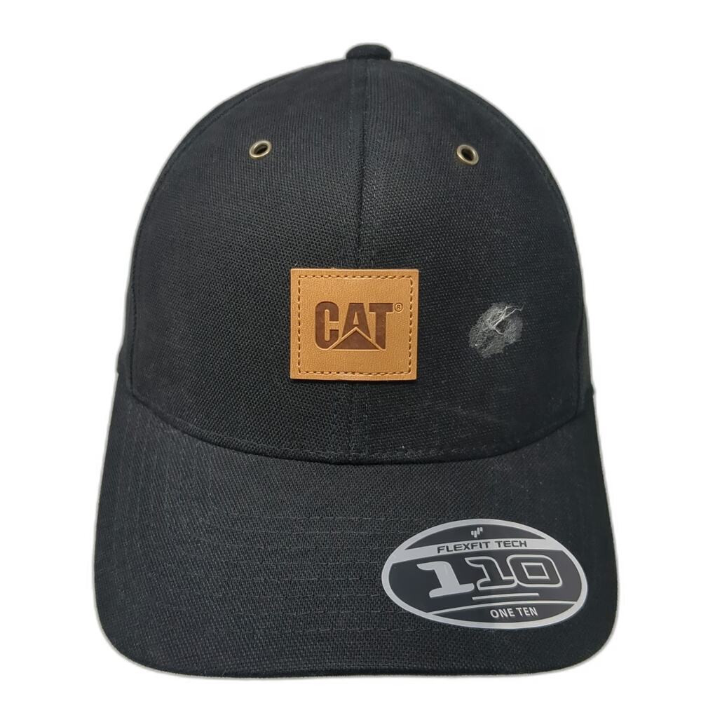 Cat Snapback Black One Size Flexfit 110 Leather Patch Construction Workwear Hat